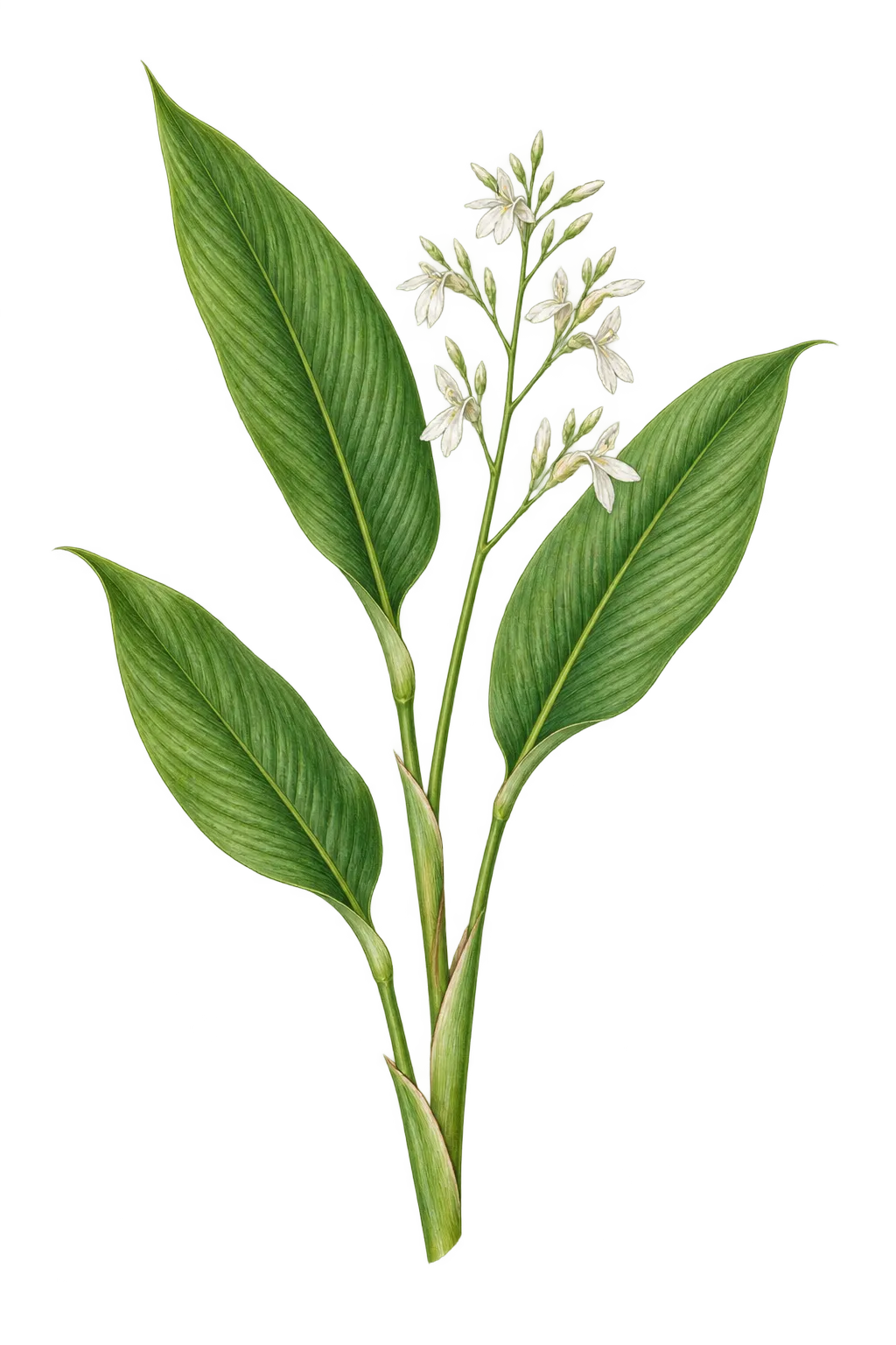 Botanical artwork associated with arrowroot (Maranta arundinacea L.)
