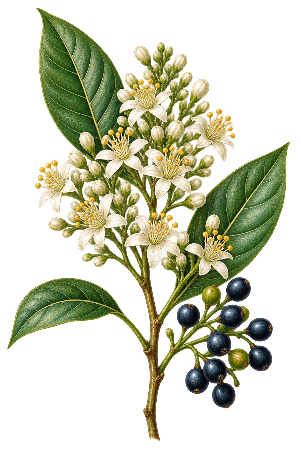 Botanical artwork associated with auwahi melicope (Melicope adscendens (H.St.John & E.P.Hume) T.G.Hartley & B.C.Stone)