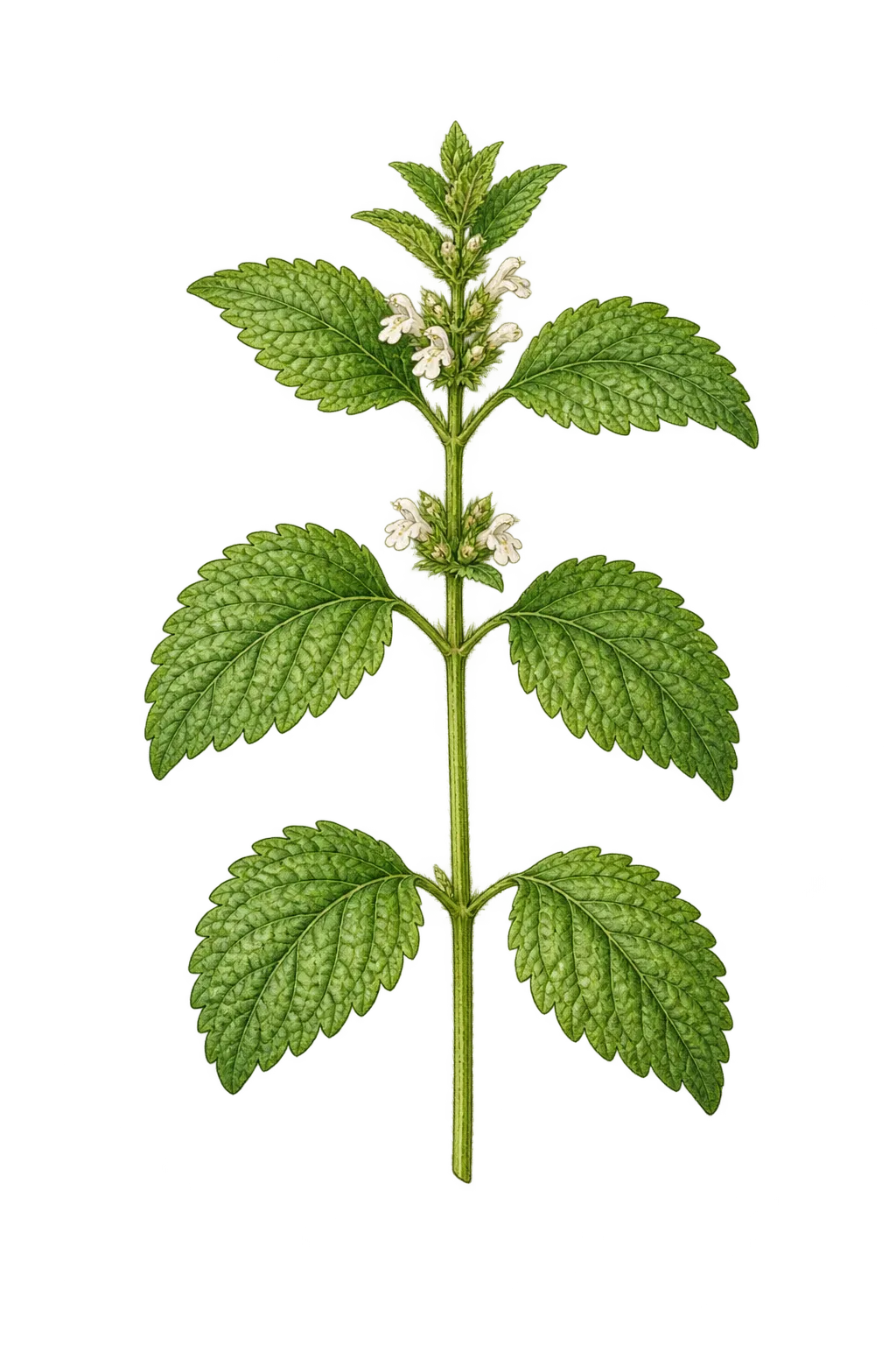 Botanical artwork associated with common balm (Melissa officinalis L.)