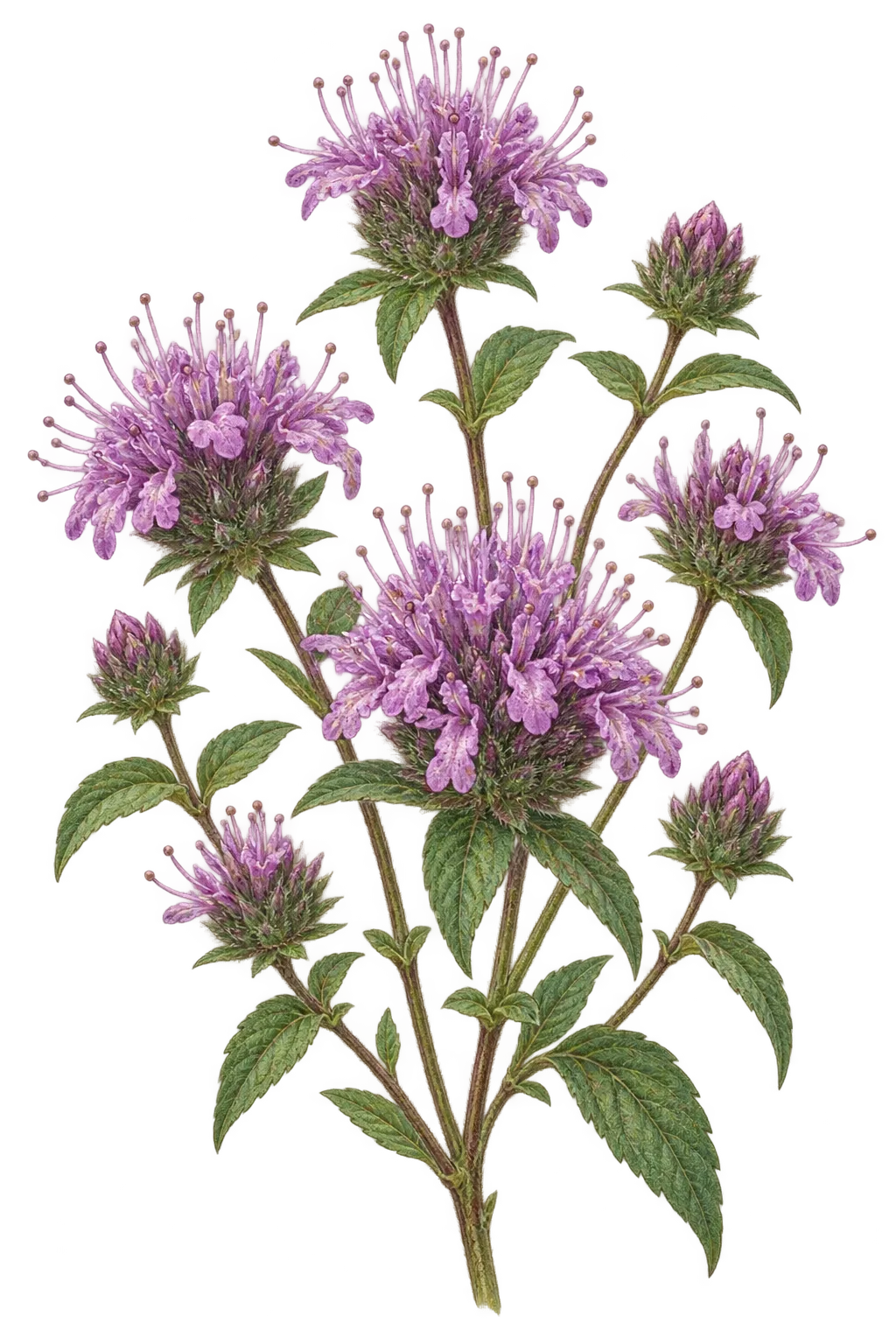 Botanical artwork associated with San Antonio Hills monardella (Monardella odoratissima subsp. villosa (Benth.) Brunell)