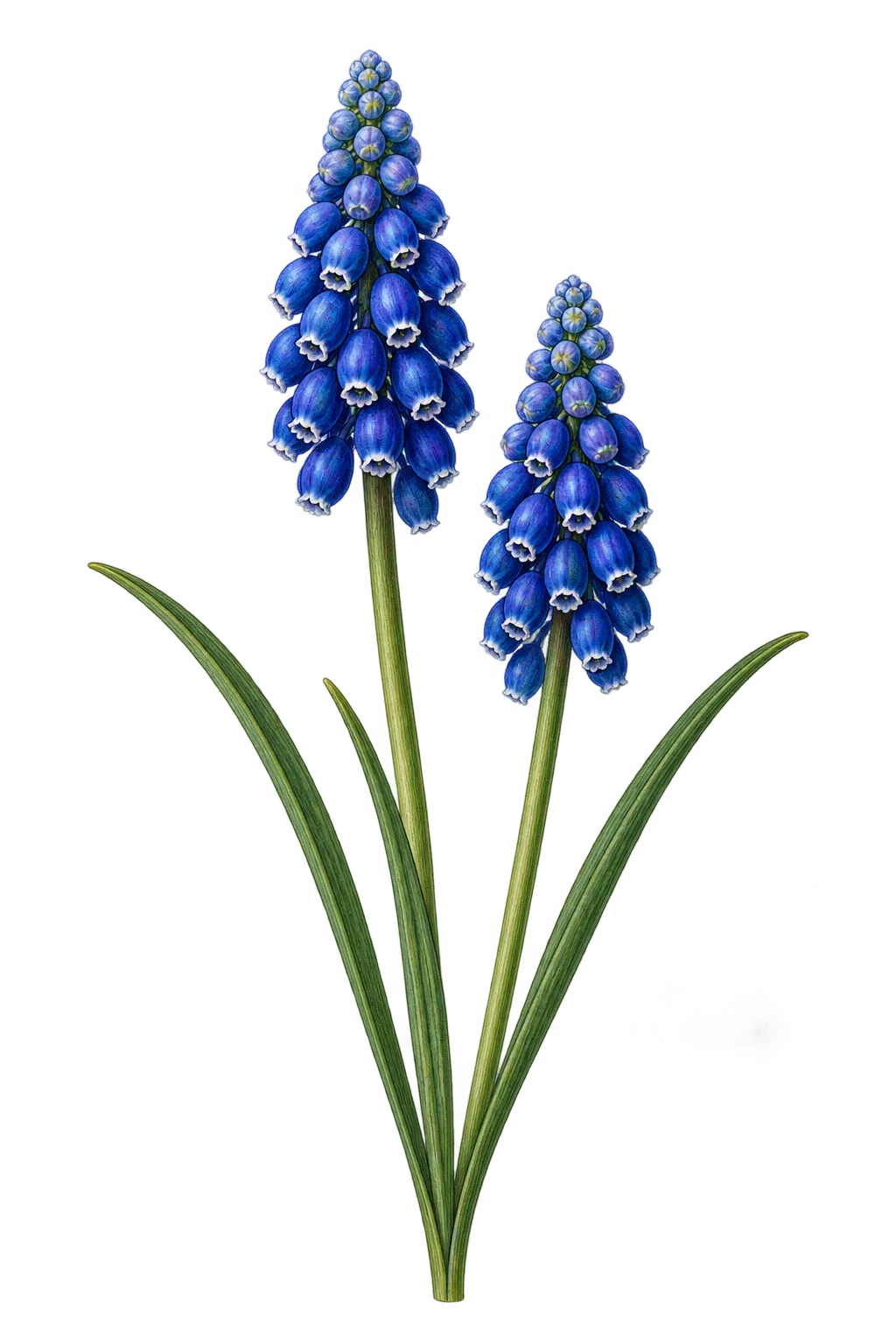 Botanical artwork associated with Armenian grape hyacinth (Muscari armeniacum H.J.Veitch)