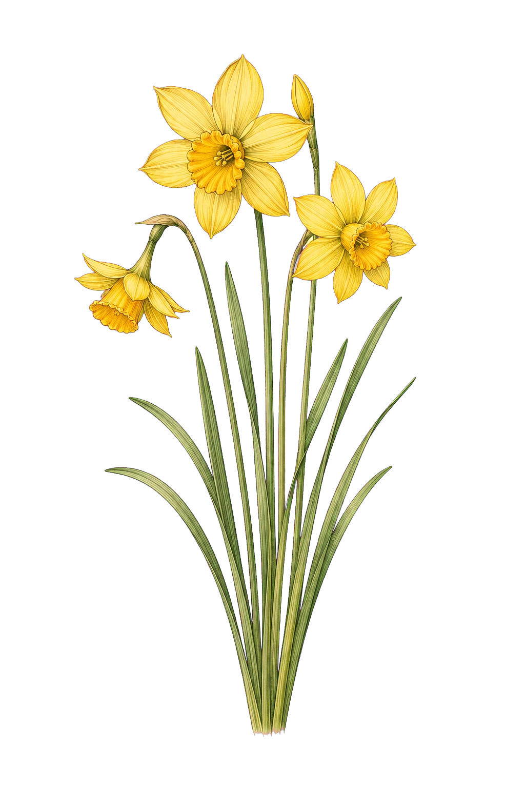 Botanical artwork associated with rushleaf jonquil (Narcissus assoanus Dufour ex Schult. & Schult.f.)