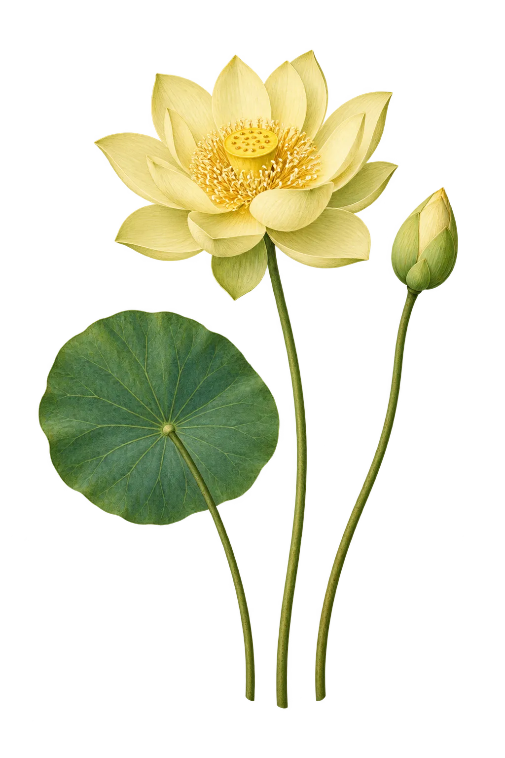 Botanical artwork associated with American lotus (Nelumbo lutea (Willd.) Pers.)