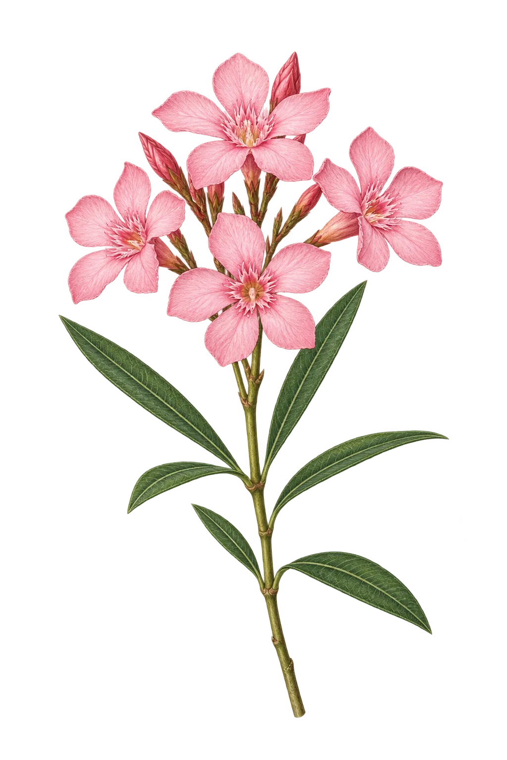 Botanical artwork associated with oleander (Nerium oleander L.)