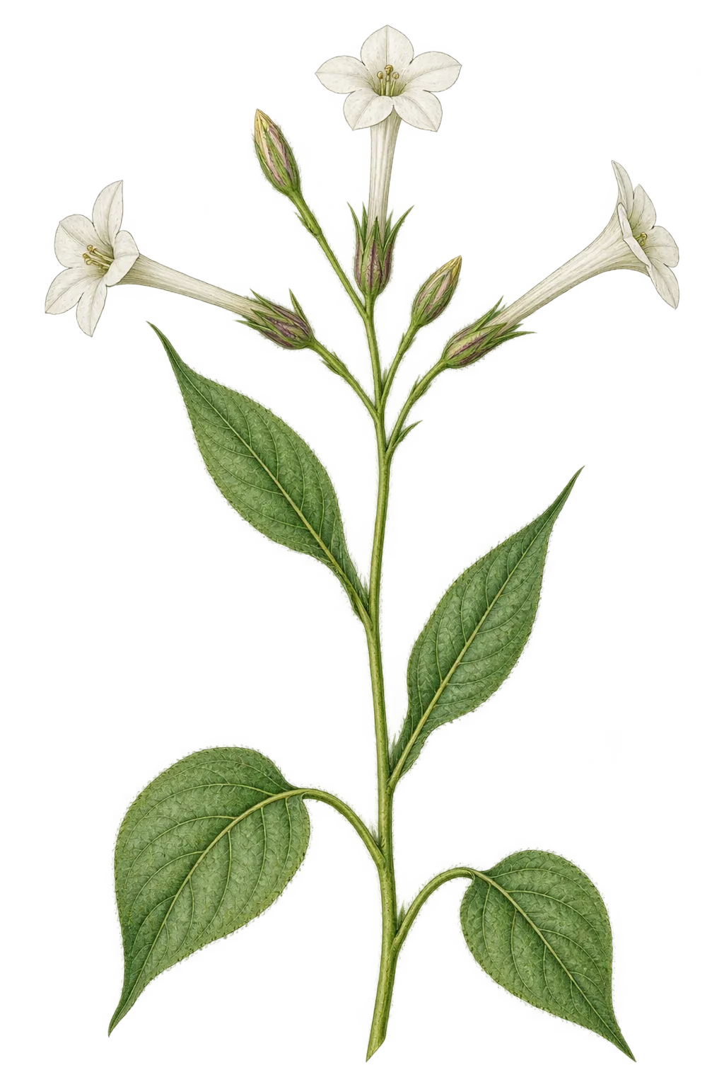 Botanical artwork associated with manyflower tobacco (Nicotiana acuminata (Graham) Hook.)
