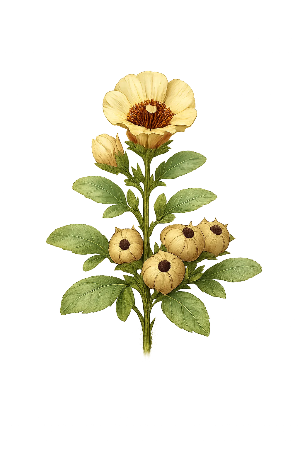 Botanical artwork associated with hole-in-the-sand plant (Nicolletia A.Gray)