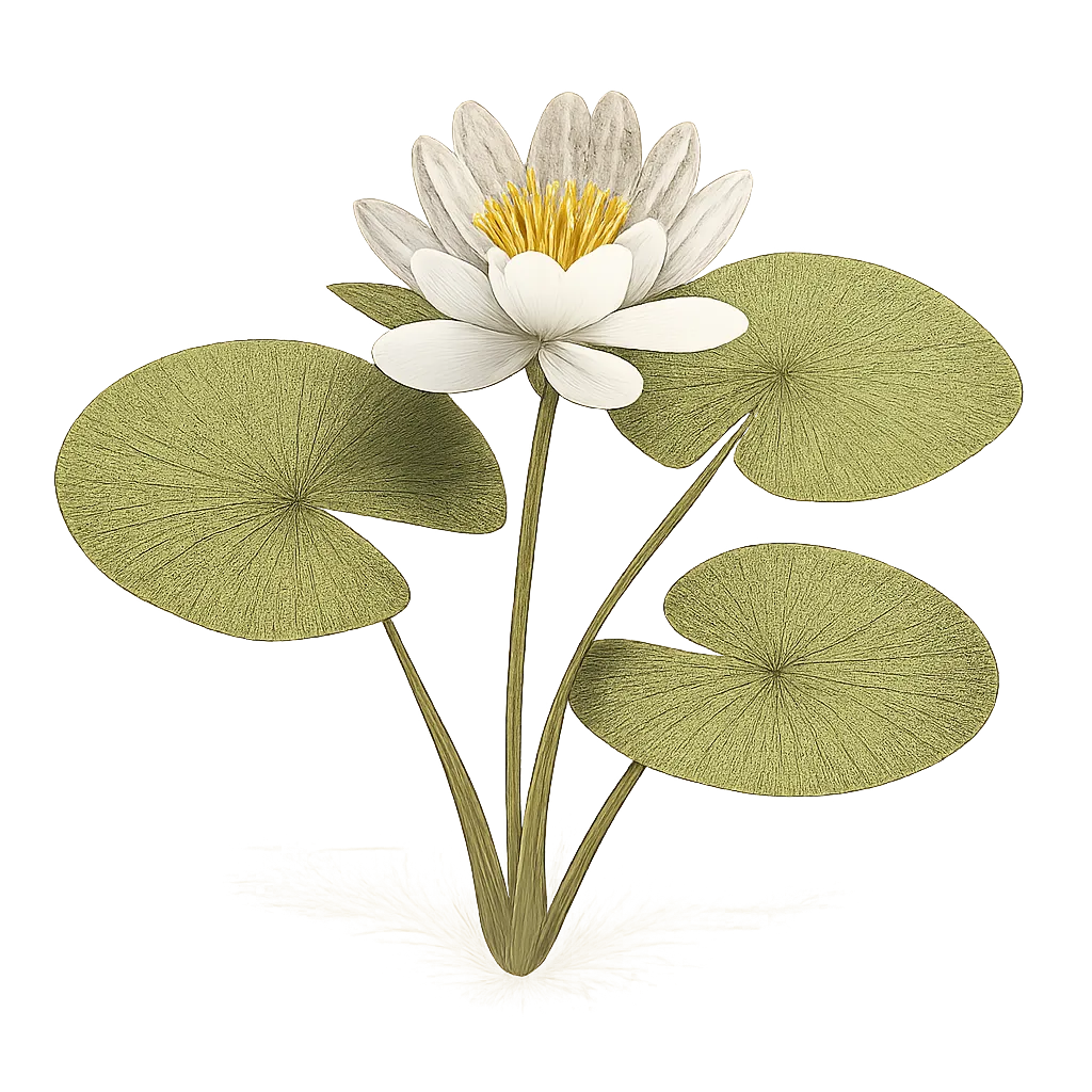 Botanical artwork associated with American white waterlily (Nymphaea odorata Aiton)