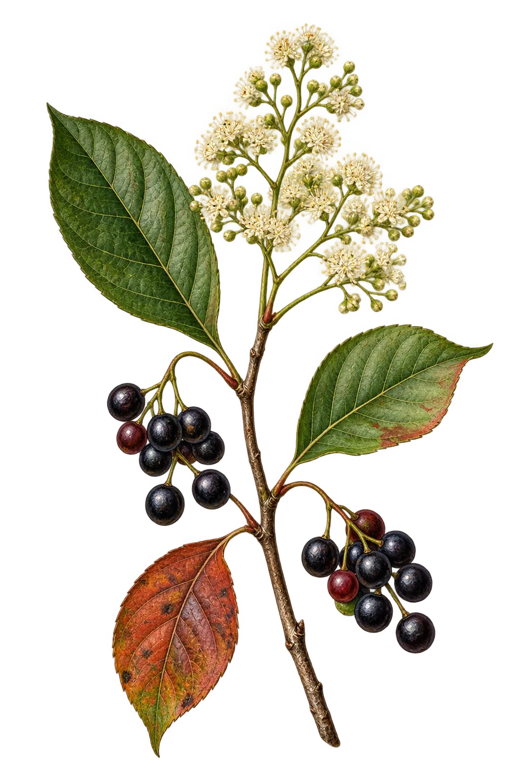 Botanical artwork associated with blackgum (Nyssa sylvatica Marshall)