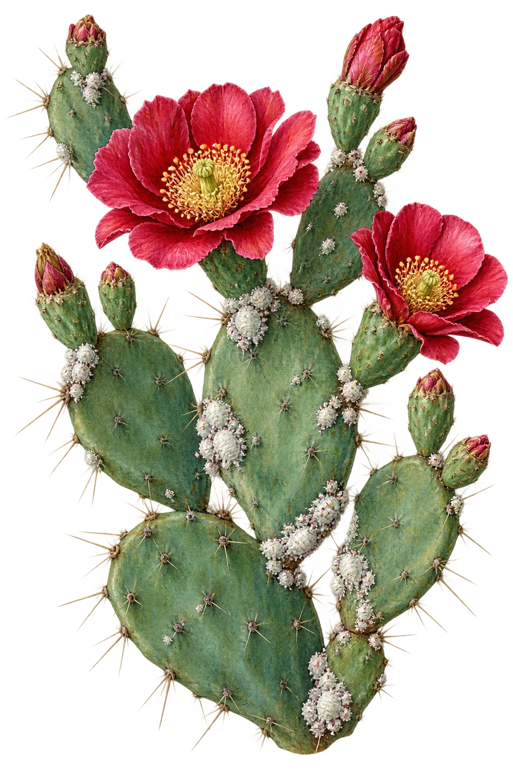 Botanical artwork associated with chenille pricklypear (Opuntia aciculata Griffiths)