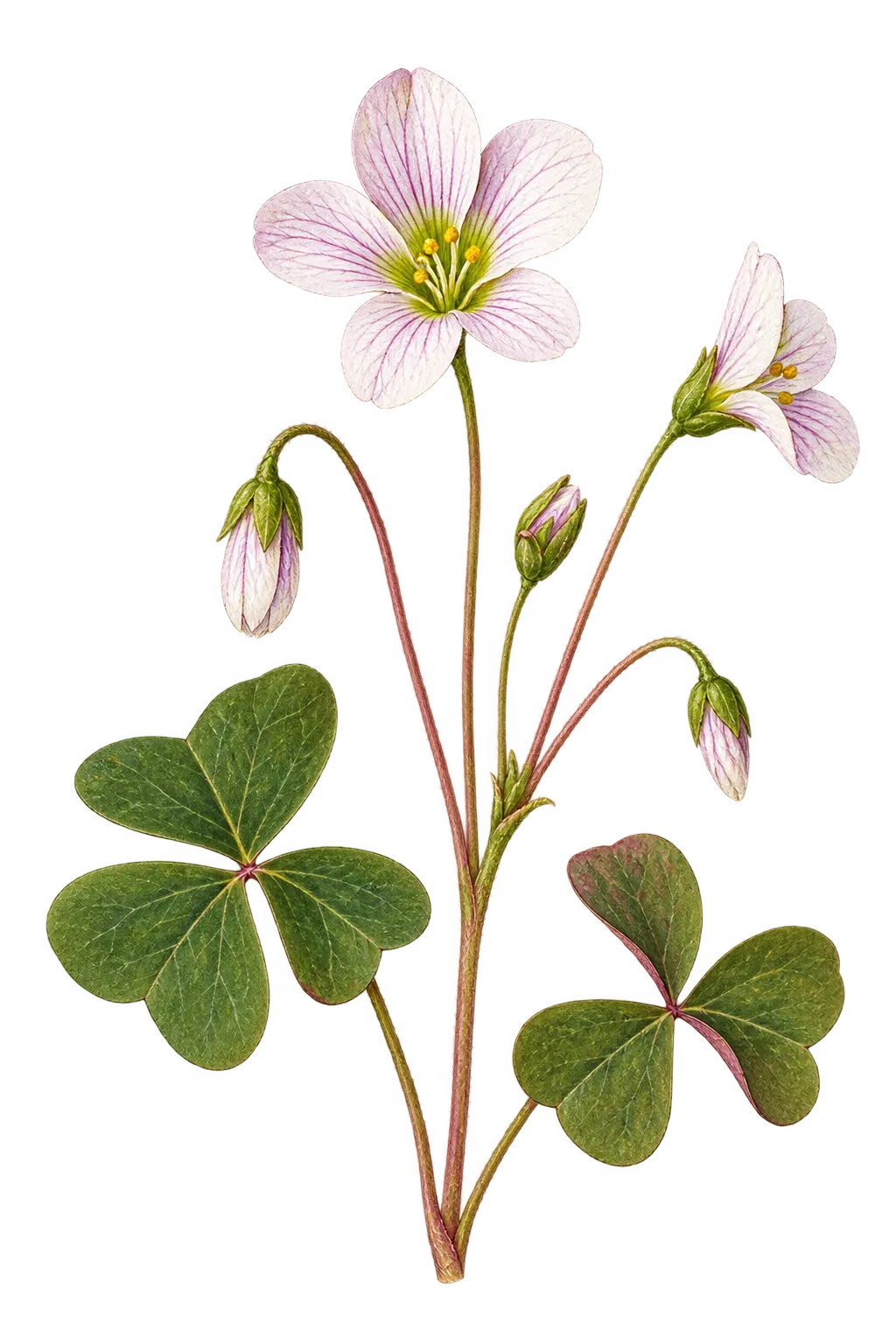 Botanical artwork associated with radishroot woodsorrel (Oxalis albicans Kunth)