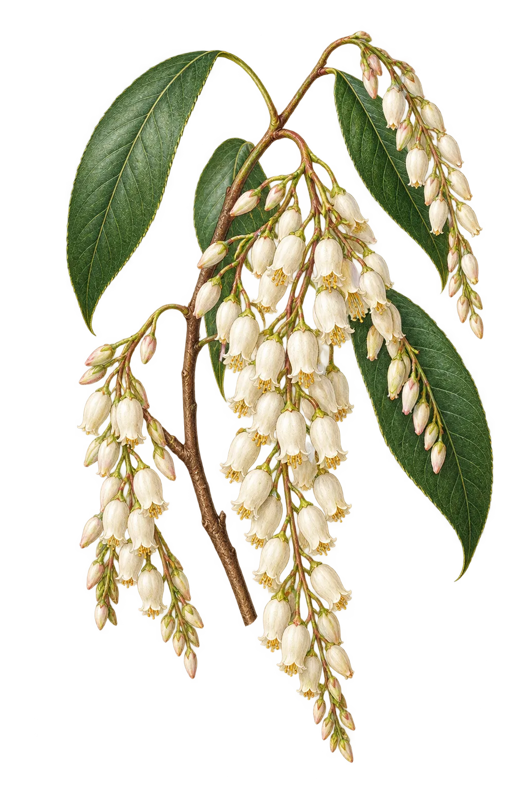 Botanical artwork associated with sourwood (Oxydendrum arboreum (L.) DC.)