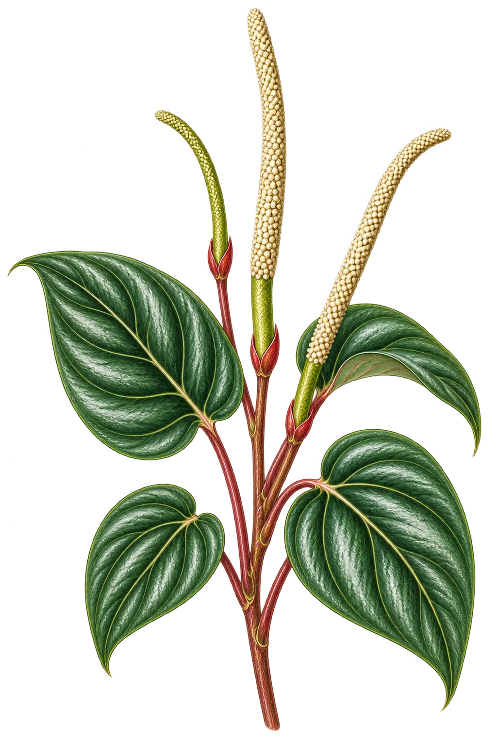 Botanical artwork associated with winged peperomia (Peperomia alata Ruiz & Pav.)