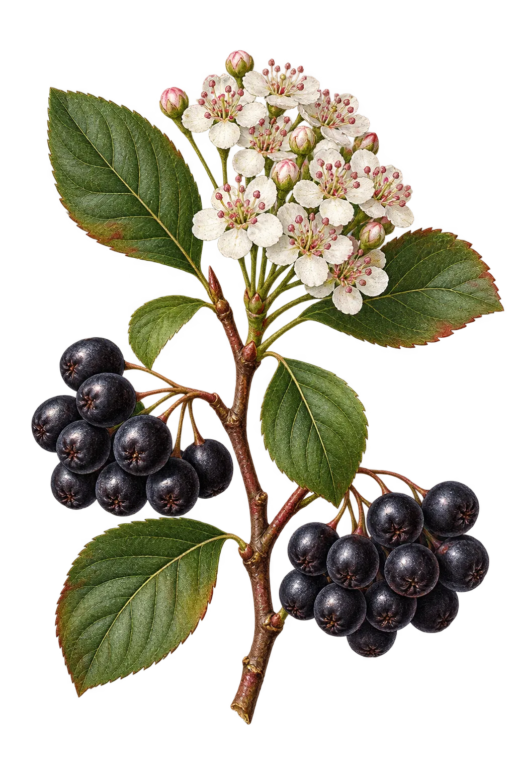 Botanical artwork associated with black chokeberry (Aronia melanocarpa (Michx.) Elliott)