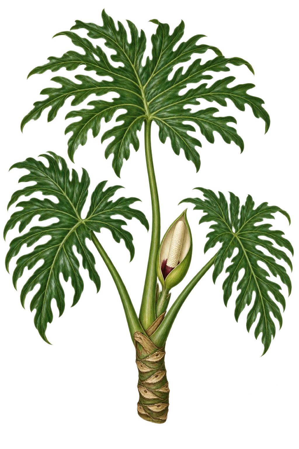 Botanical artwork associated with philodendron (Philodendron bipinnatifidum Schott ex Endl.)