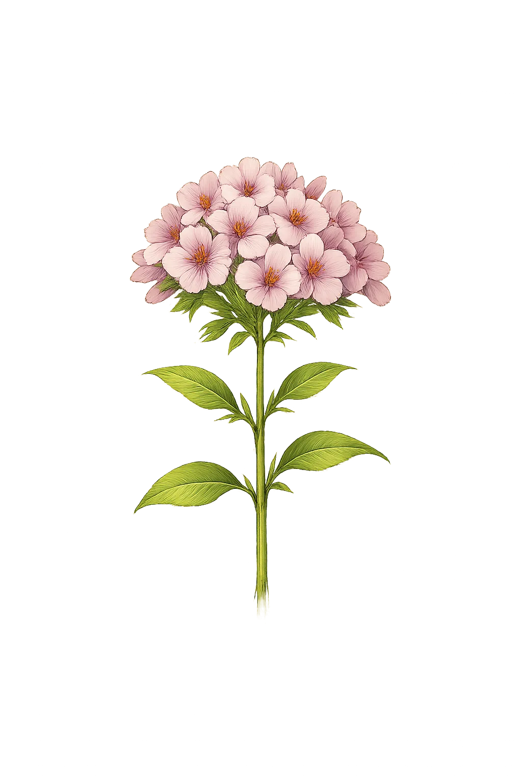 Botanical artwork associated with phlox (Phlox ×glutinosa Buckley)