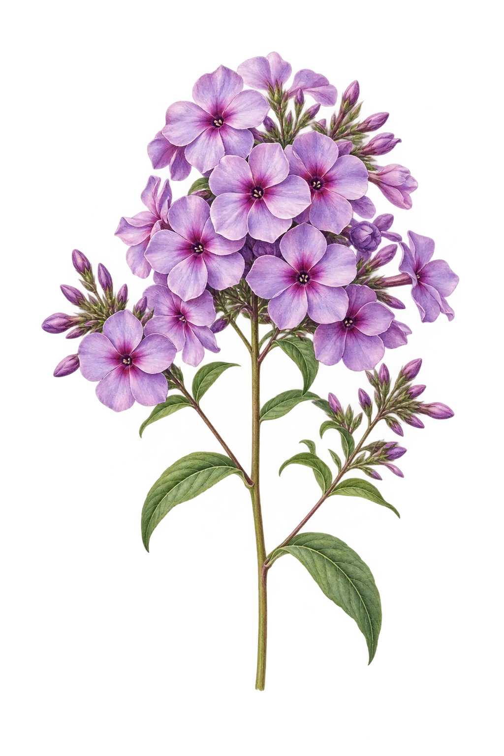 Botanical artwork associated with fall phlox (Phlox paniculata L.)