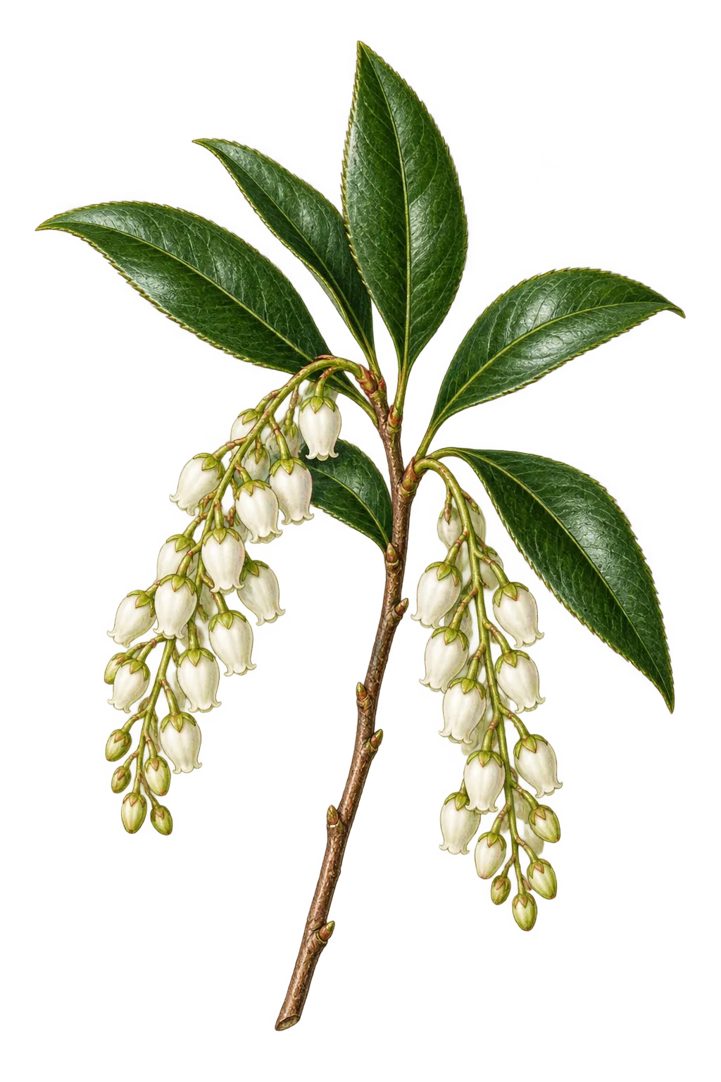 Botanical artwork associated with fetterbush (Pieris D.Don)
