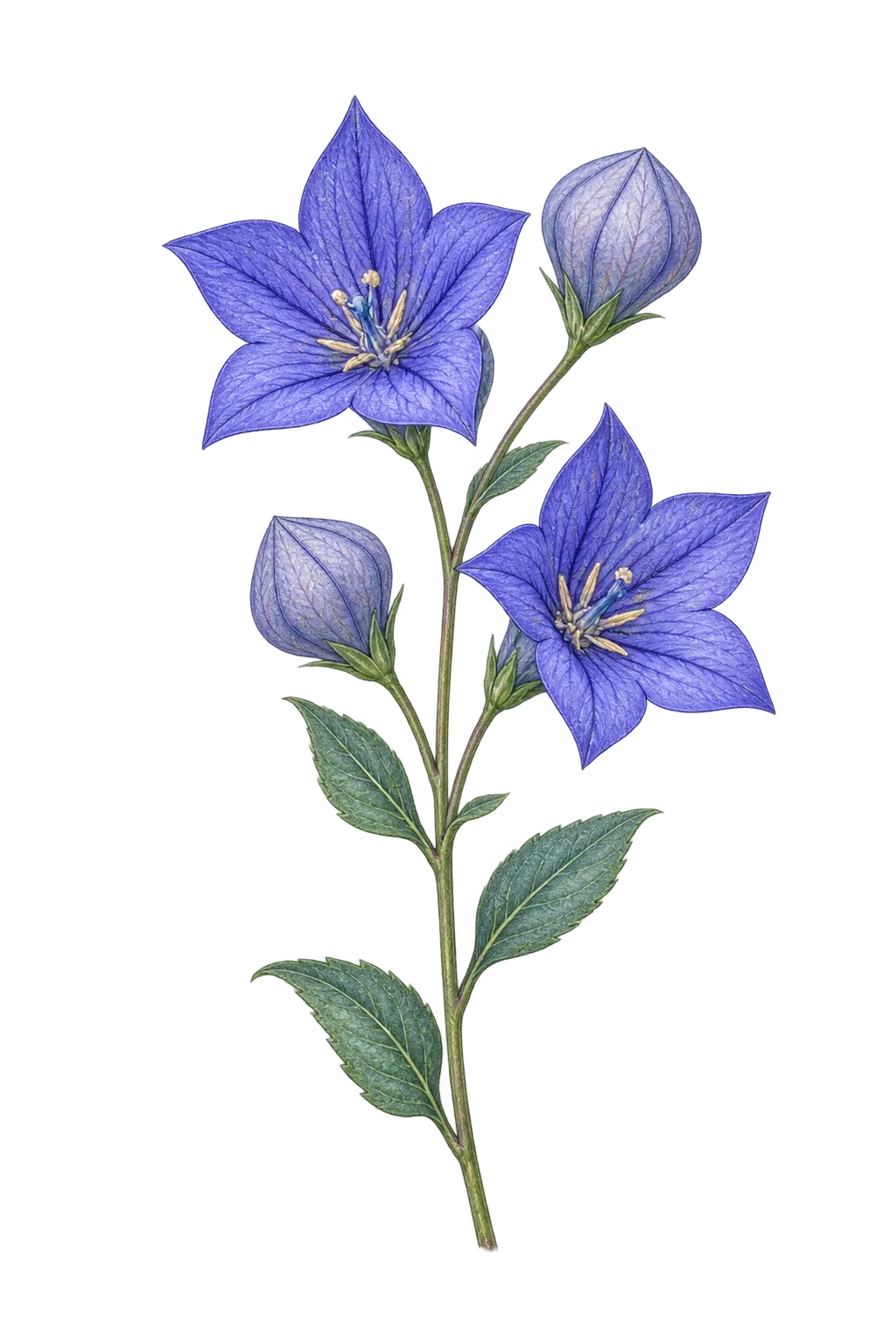 Botanical artwork associated with platycodon (Platycodon A.DC.)