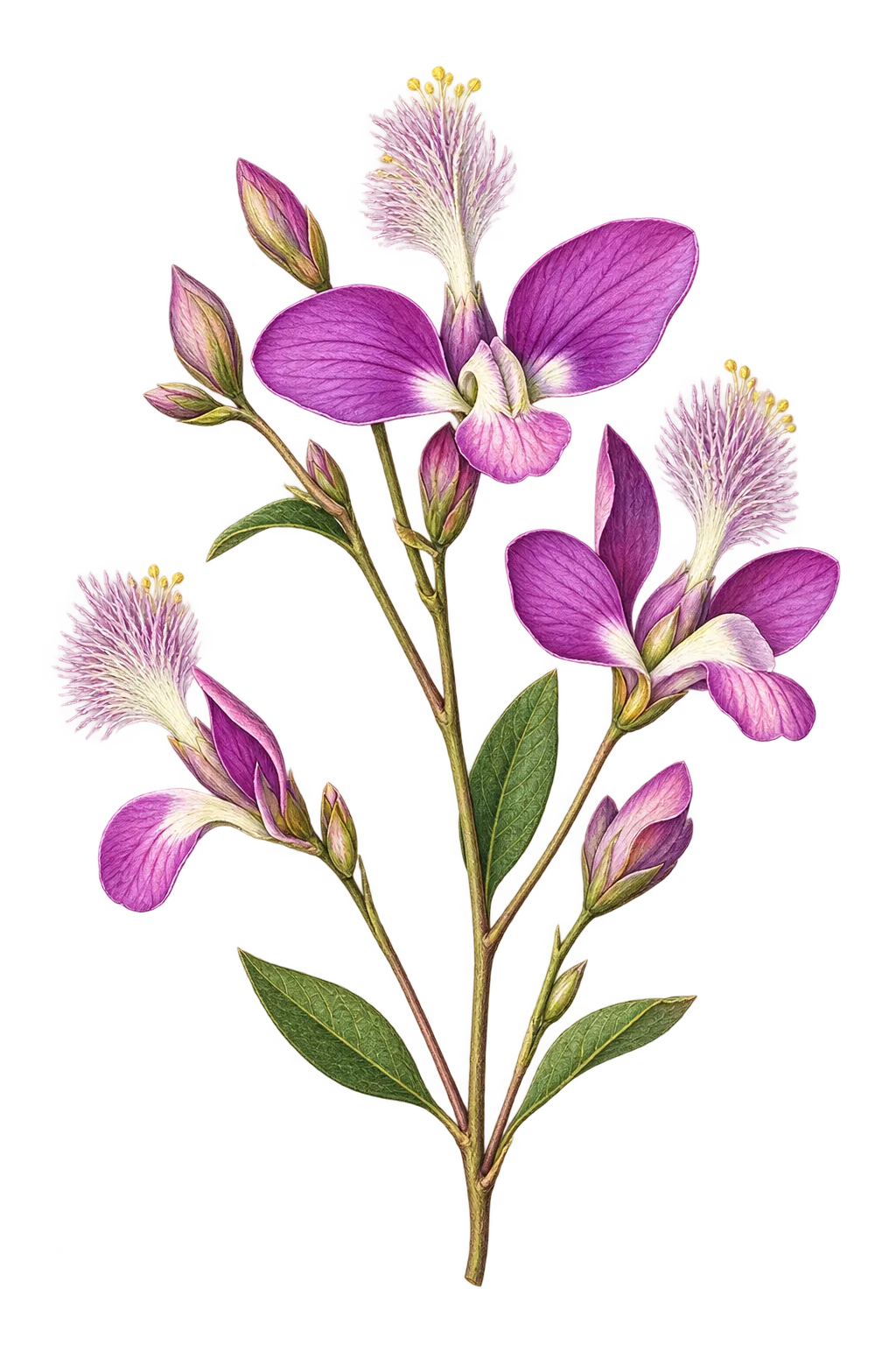 Botanical artwork associated with desert polygala (Rhinotropis acanthoclada (A.Gray) J.R.Abbott)