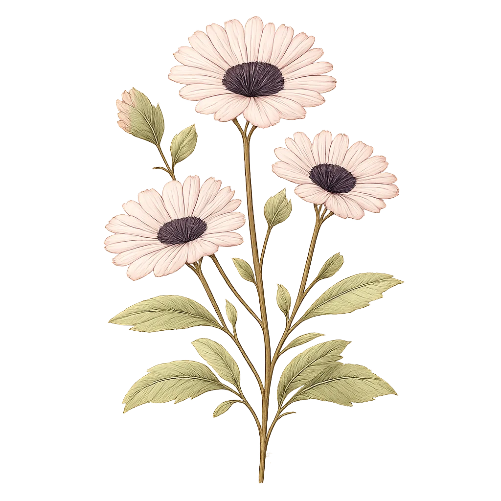 Botanical artwork associated with African daisy (Arctotis stoechadifolia P.J. Bergius)