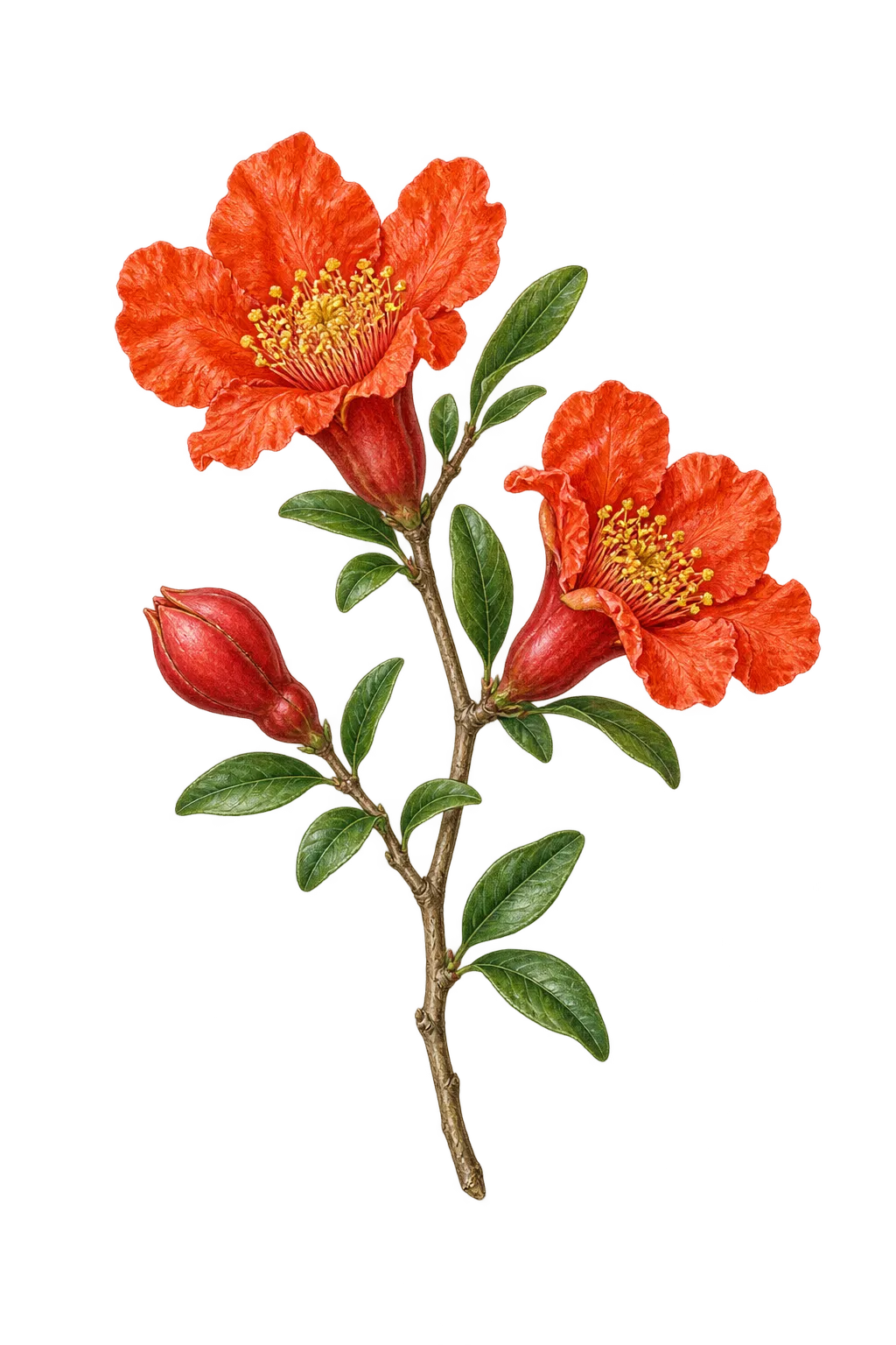 Botanical artwork associated with pomegranate (Punica granatum L.)