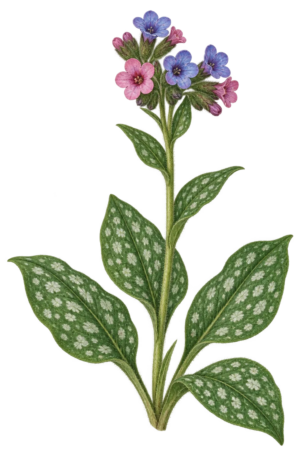 Botanical artwork associated with lungwort (Pulmonaria L.)