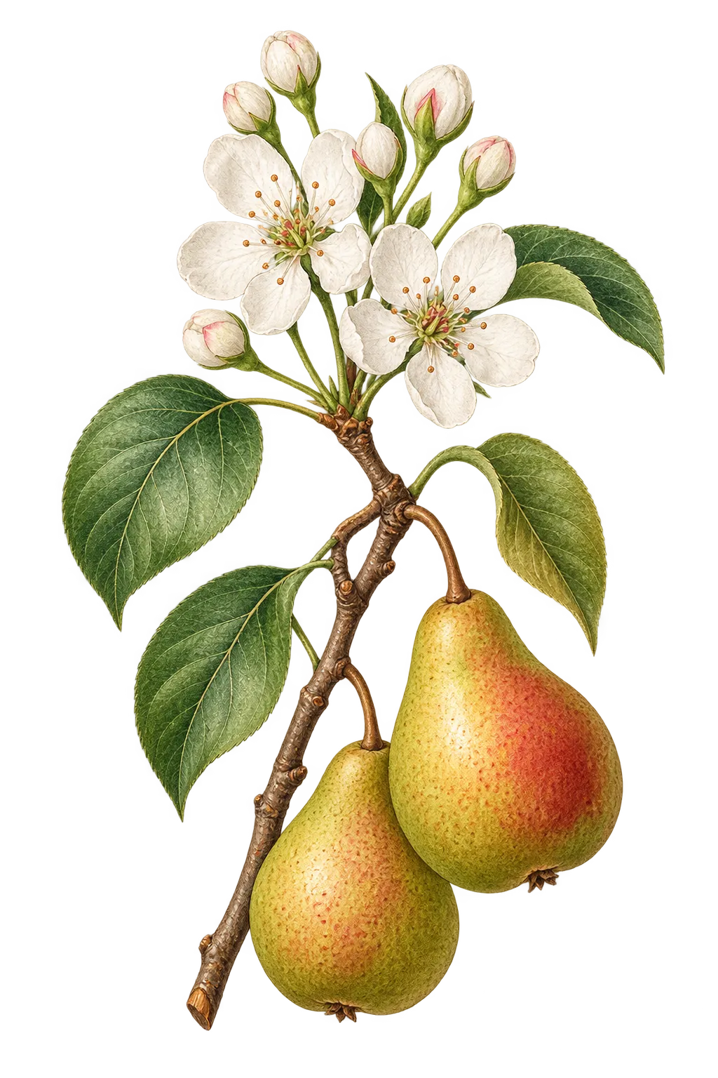 Botanical artwork associated with pear (Pyrus L.)