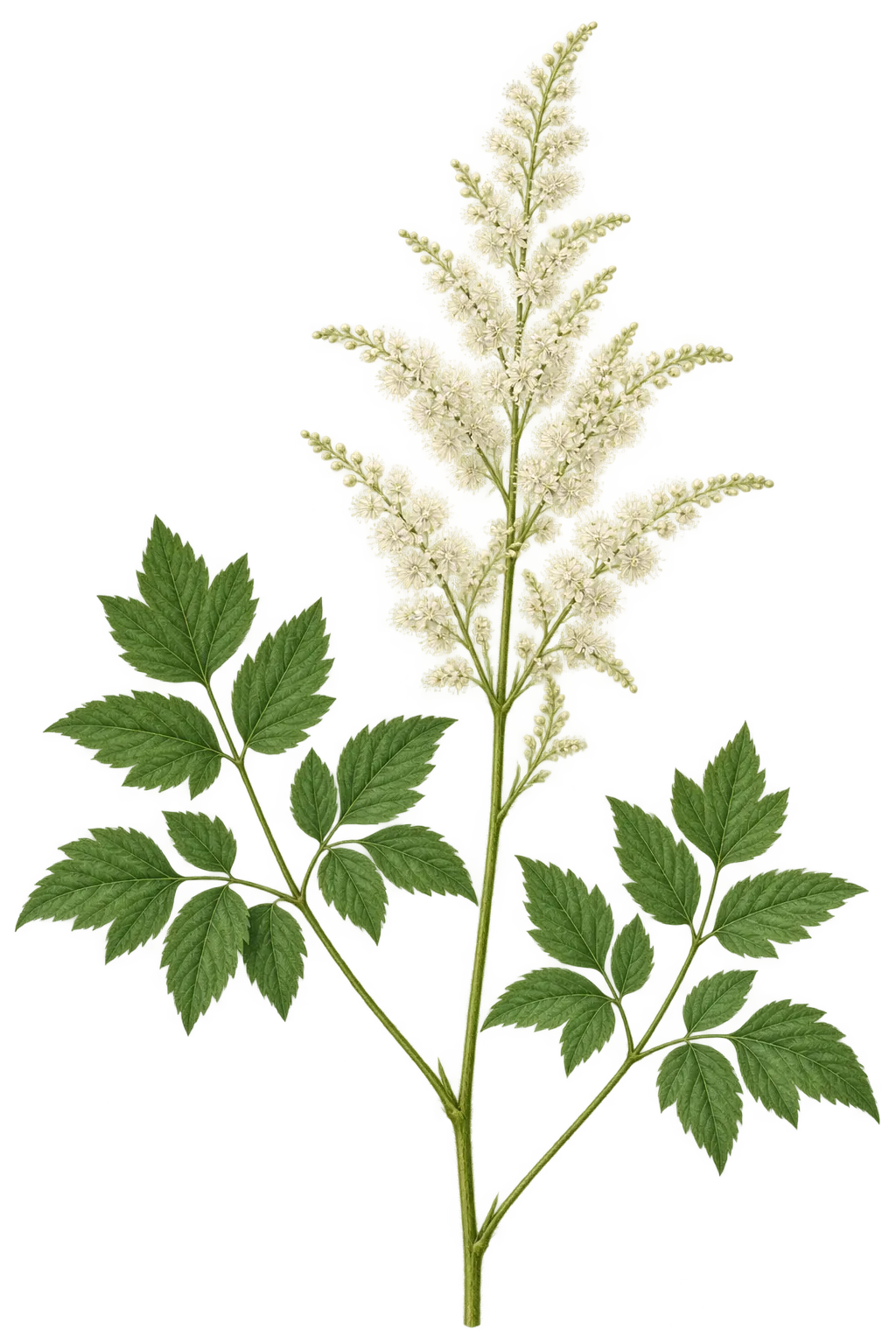 Botanical artwork associated with Appalachian false goat's beard (Astilbe biternata (Vent.) Britton)