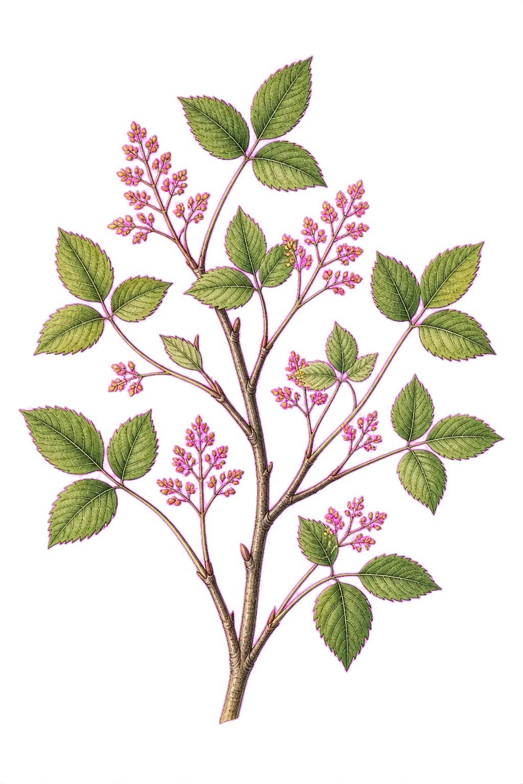 Botanical artwork associated with fragrant sumac (Rhus aromatica Aiton)