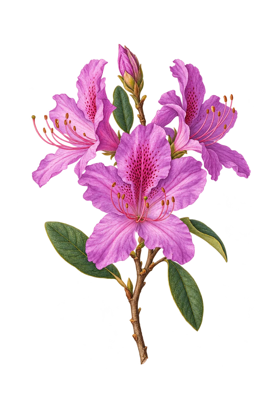 Botanical artwork associated with rhodora (Rhododendron canadense (L.) Torr.)