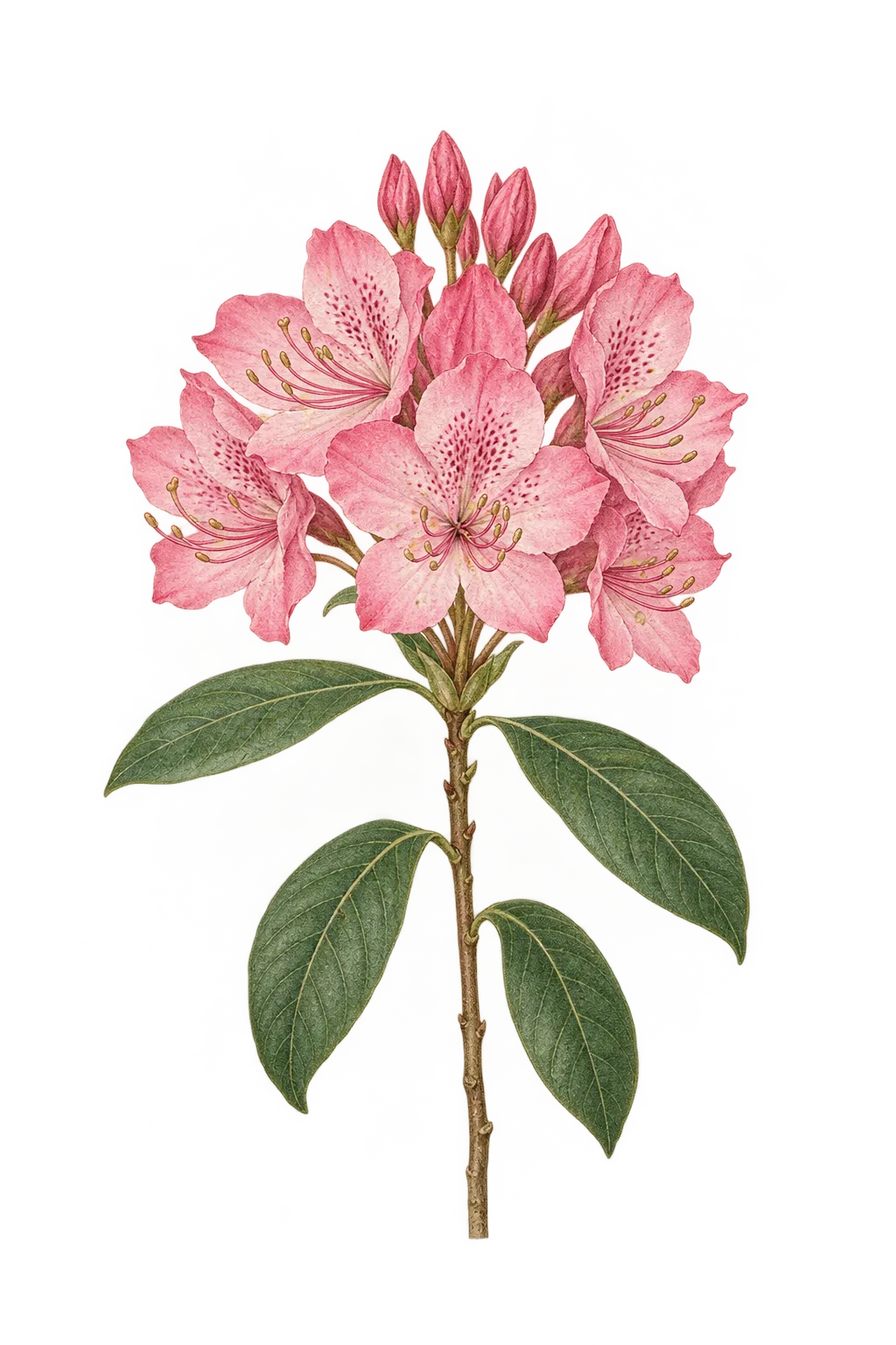 Botanical artwork associated with Catawba rosebay (Rhododendron catawbiense Michx.)