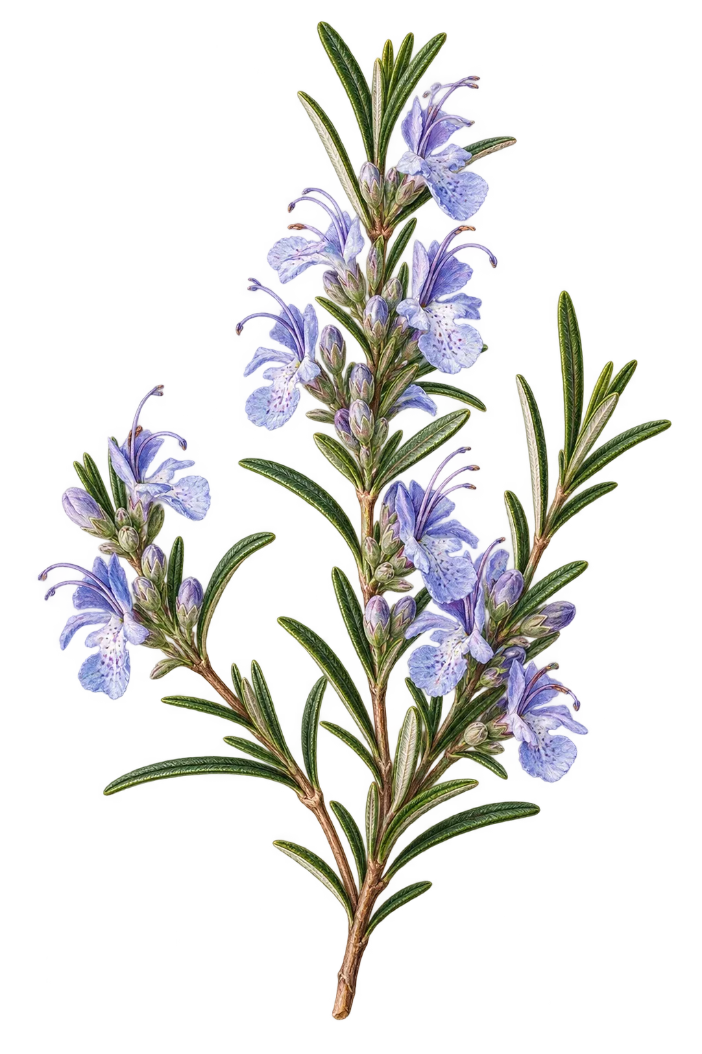 Botanical artwork associated with rosemary (Salvia rosmarinus Spenn.)