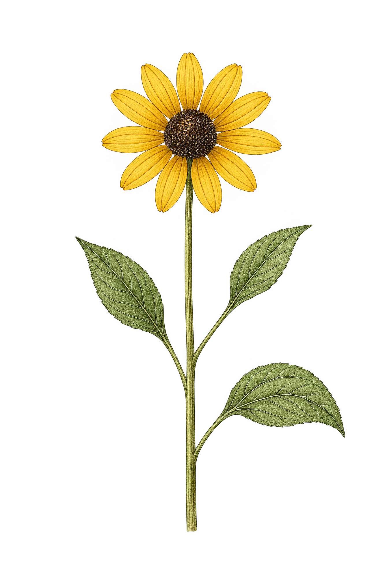 Botanical artwork associated with blackeyed Susan (Rudbeckia hirta L.)