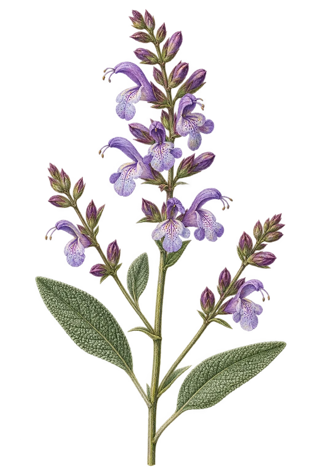 Botanical artwork associated with sage (Salvia × bernardina Parish ex Greene)