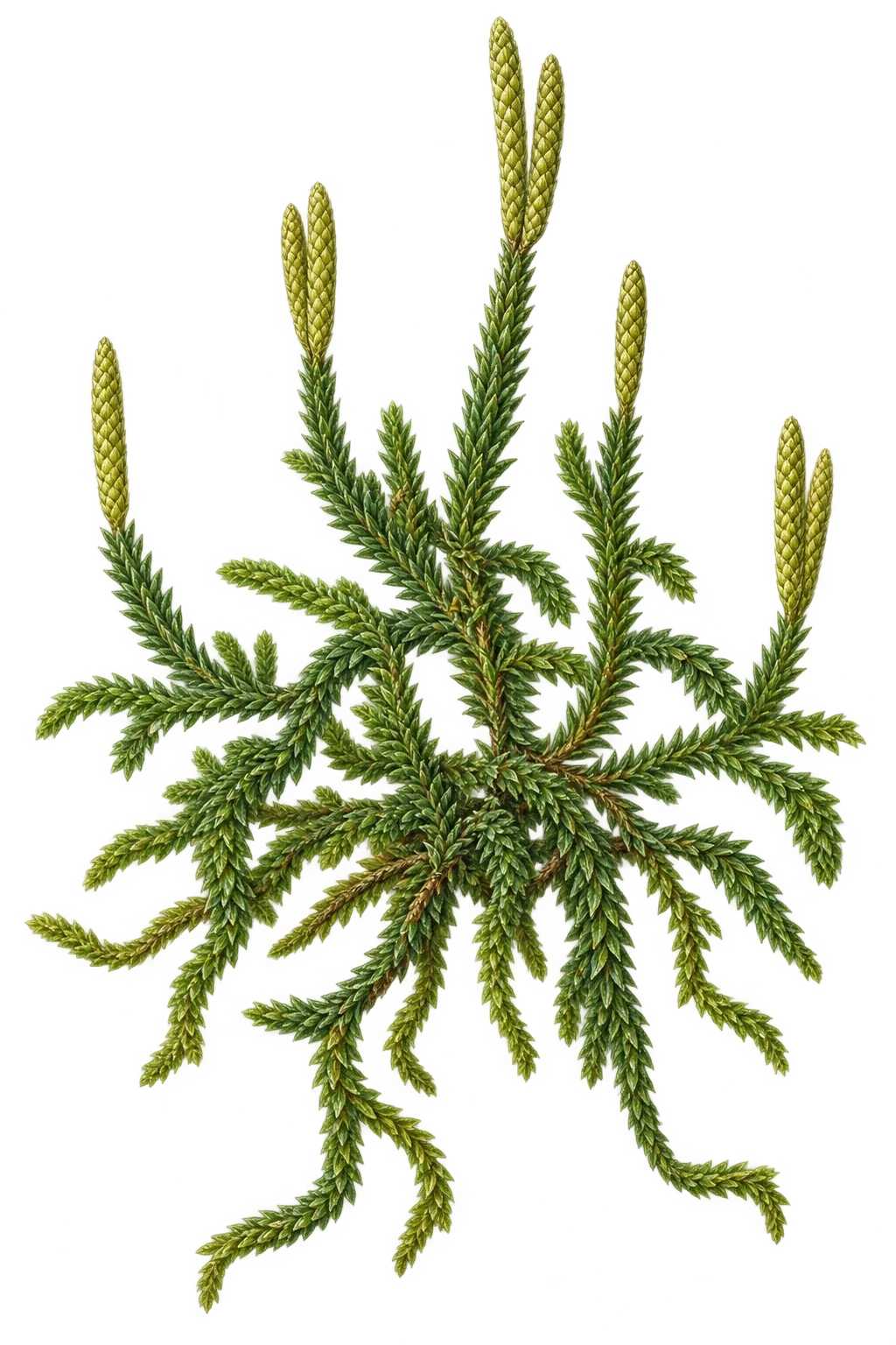 Botanical artwork associated with spiny spikemoss (Selaginella acanthonota Underw.)