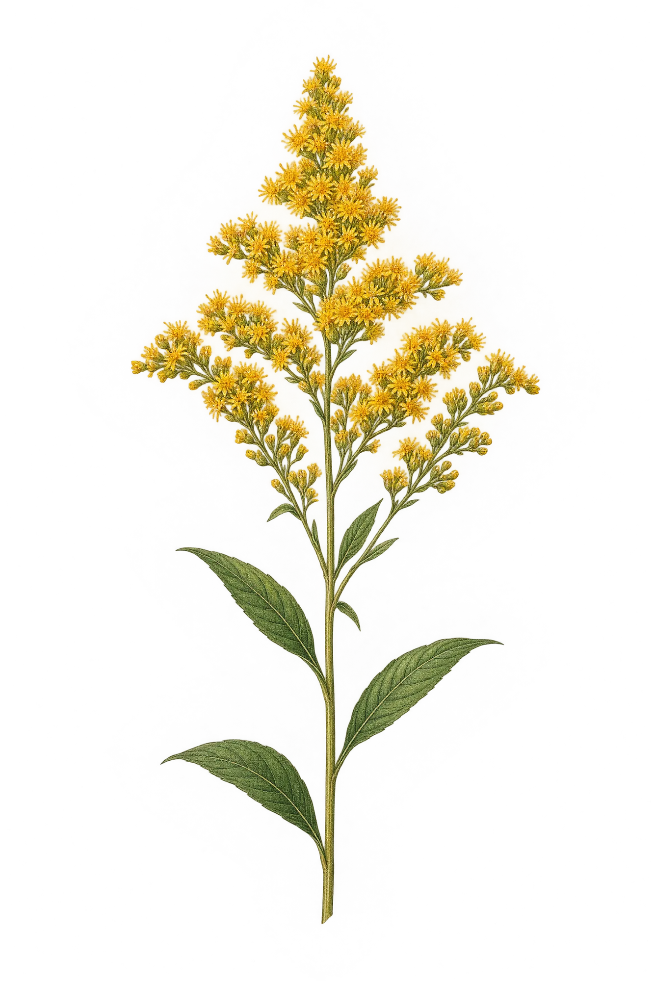 Botanical artwork associated with Canada goldenrod (Solidago altissima L.)