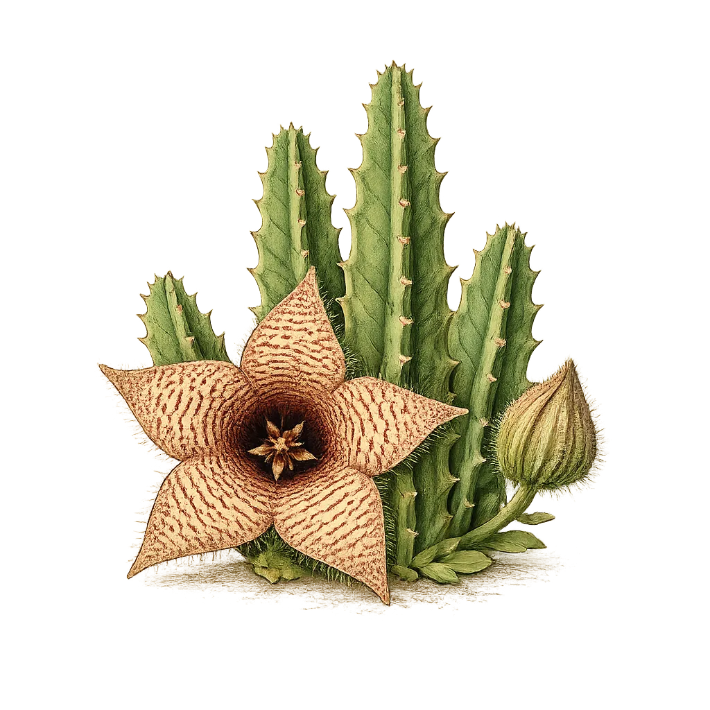 Botanical artwork associated with stapelia (Stapelia L.)