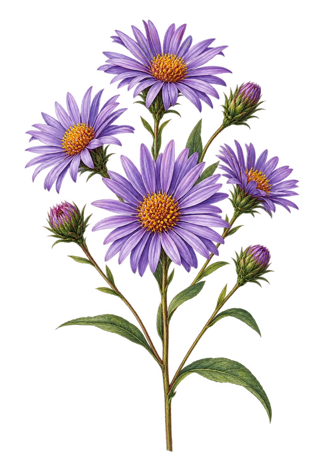 Botanical artwork associated with New England aster (Symphyotrichum novae-angliae (L.) G.L.Nesom)