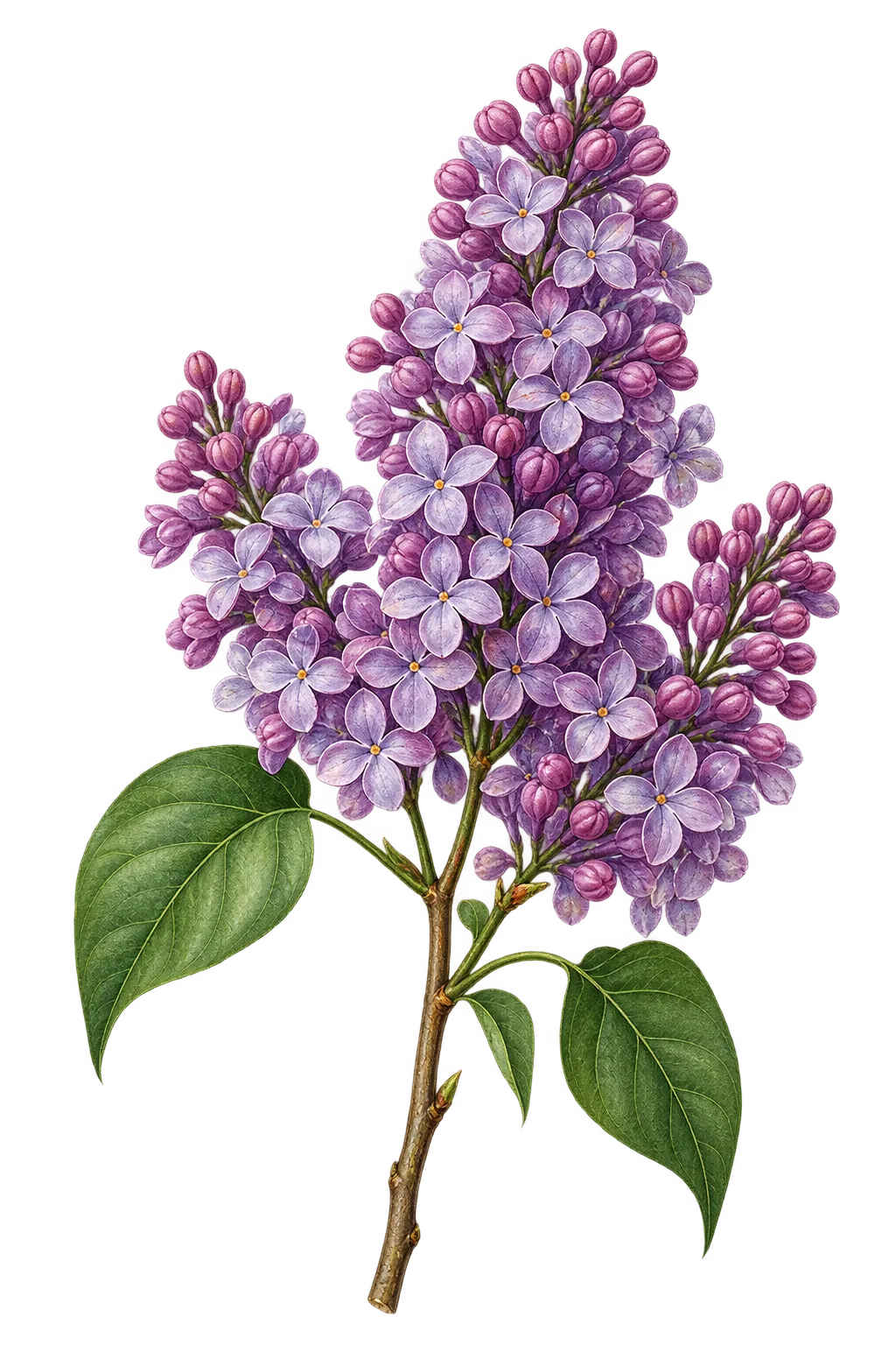 Botanical artwork associated with lilac (Syringa L.)