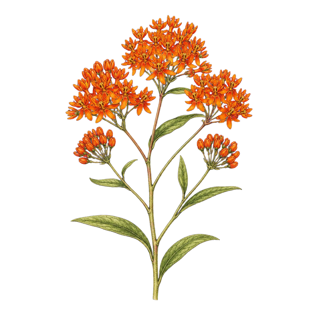 Botanical artwork associated with Butterfly milkweed (Asclepias tuberosa L.)