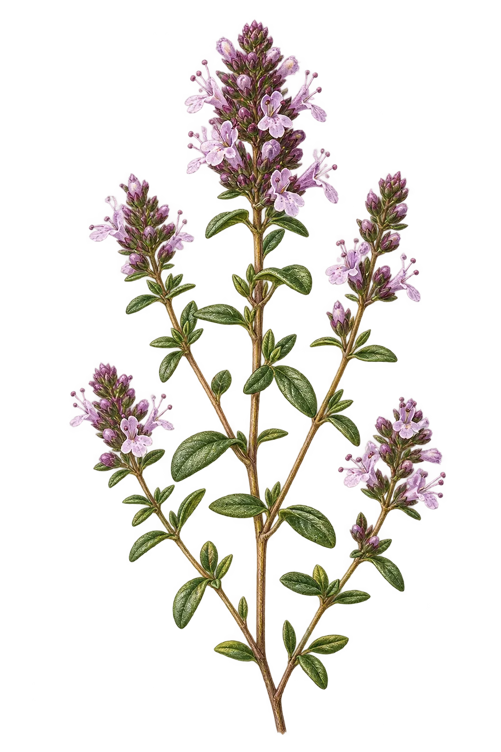 Botanical artwork associated with thyme (Thymus L.)