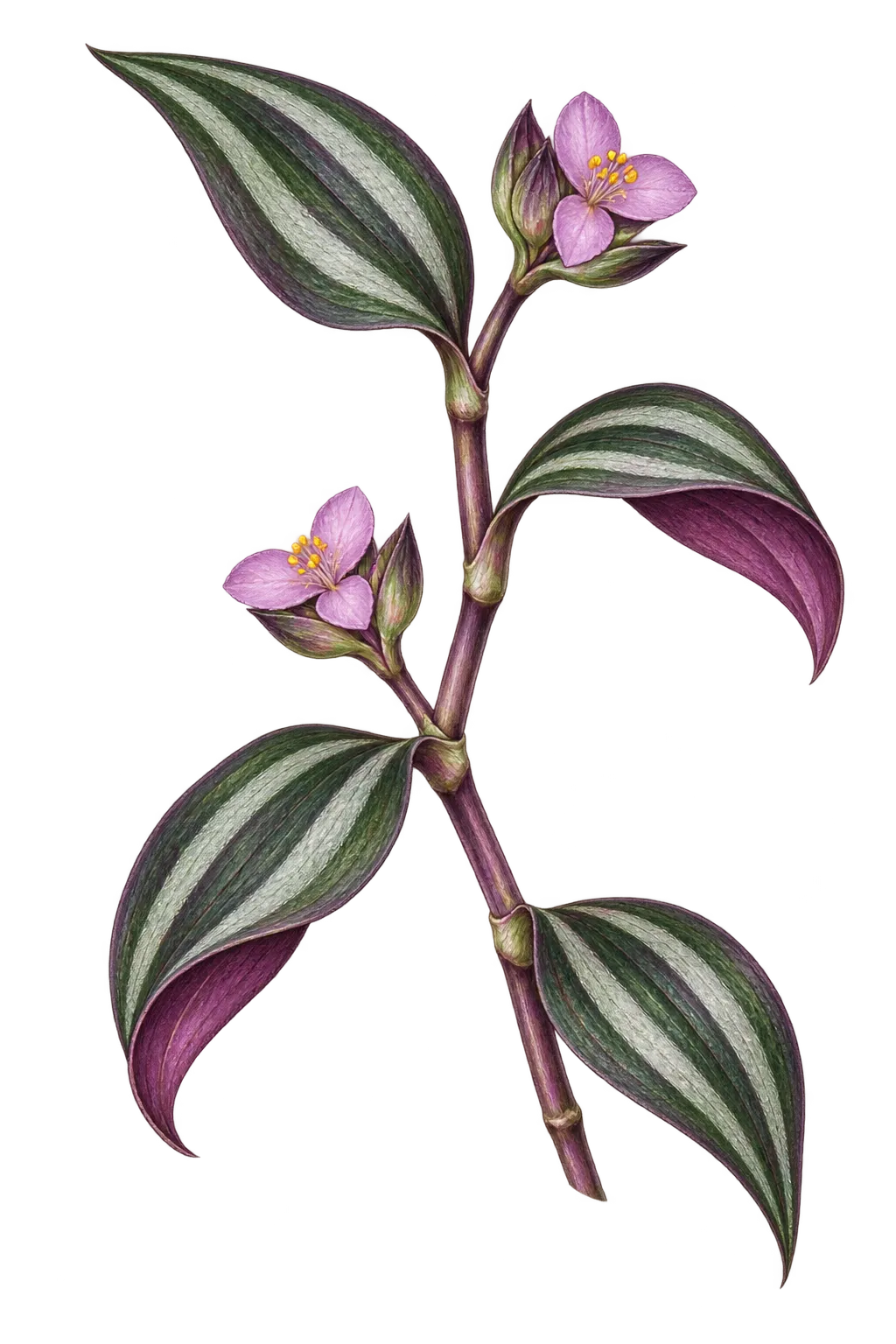 Botanical artwork associated with spiderwort (Tradescantia Ruppius ex L.)