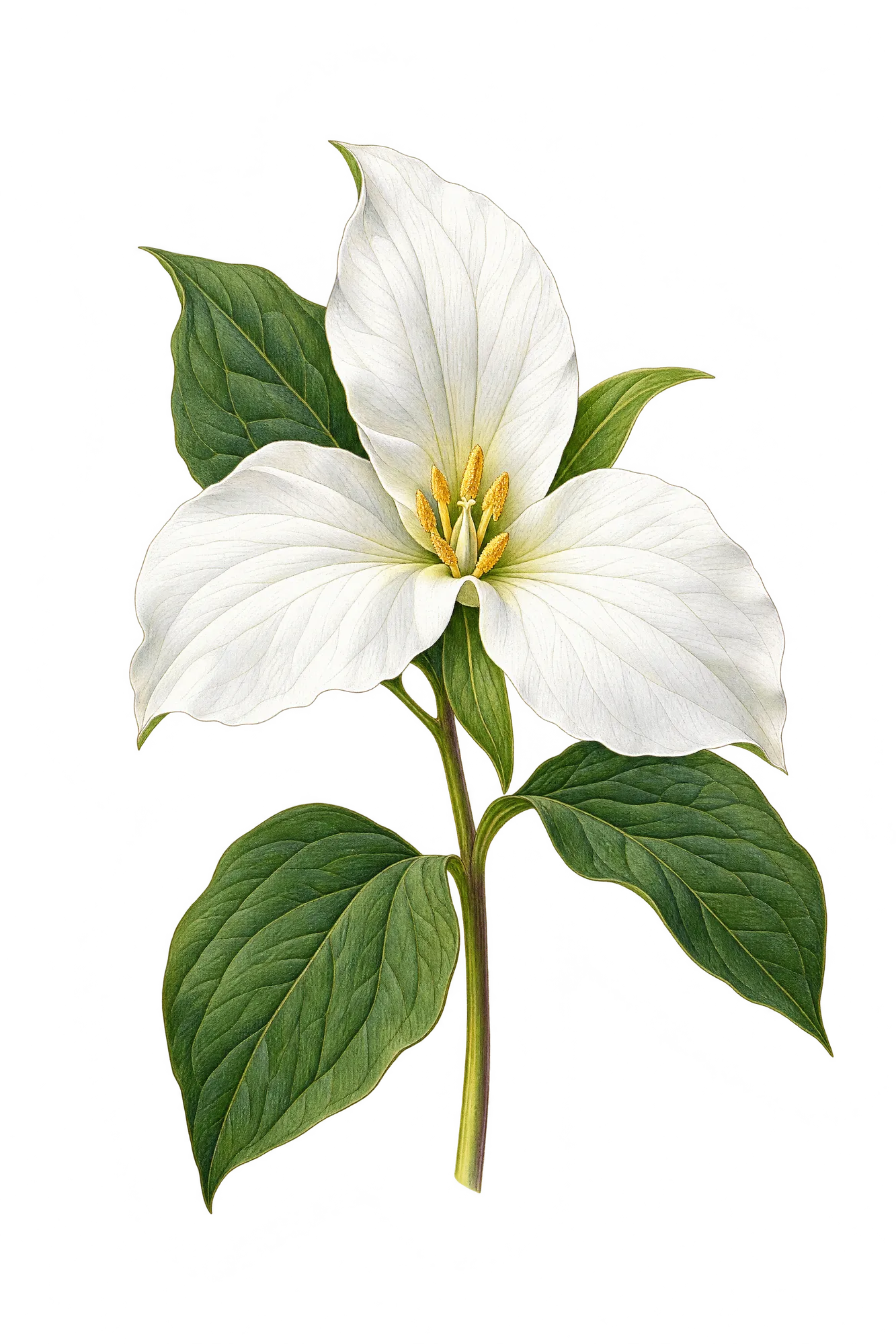 Botanical artwork associated with white trillium (Trillium grandiflorum (Michx.) Salisb.)