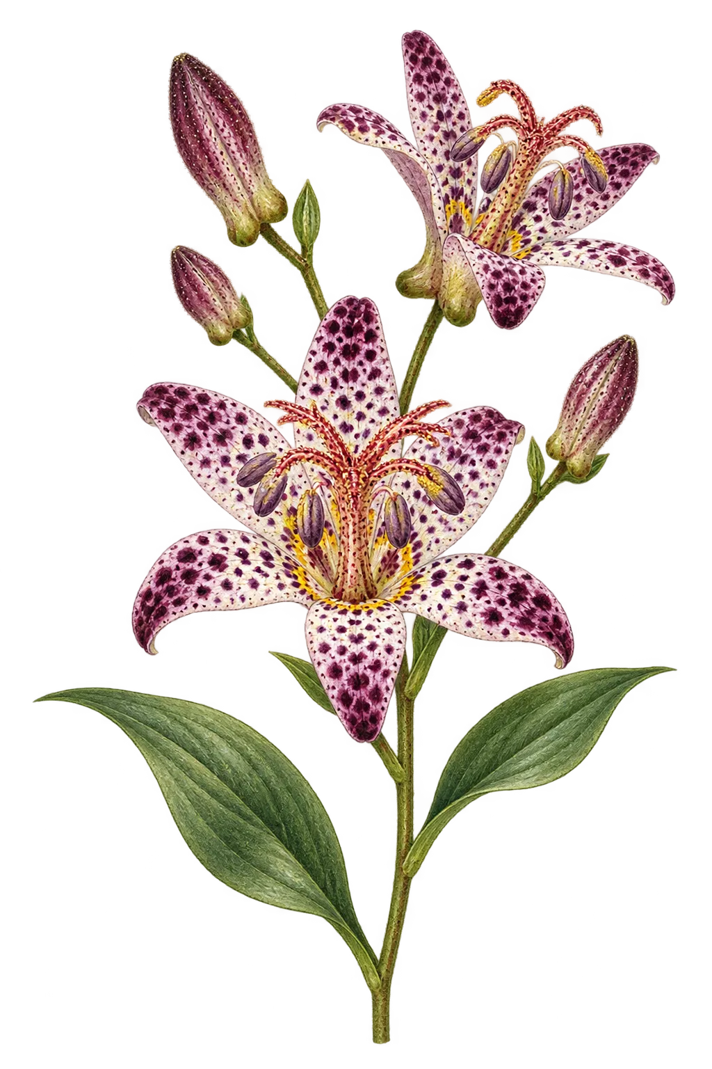 Botanical artwork associated with toadlily (Tricyrtis hirta (Thunb.) Hook.)