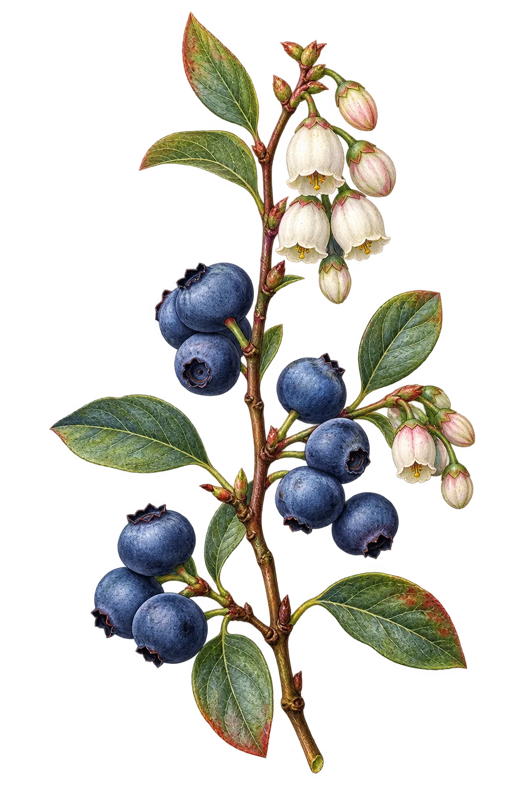 Botanical artwork associated with Alaska blueberry (Vaccinium ovalifolium Sm.)