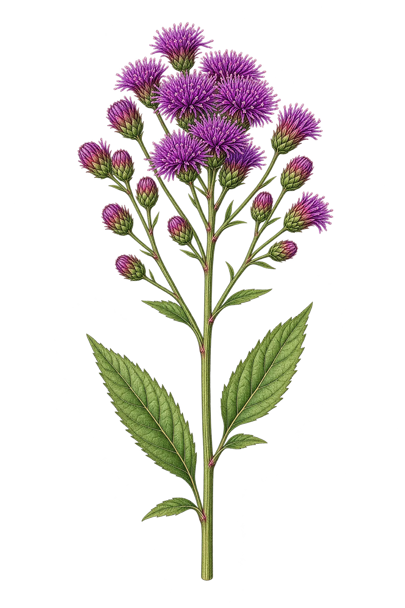 Botanical artwork associated with New York ironweed (Vernonia noveboracensis (L.) Michx.)