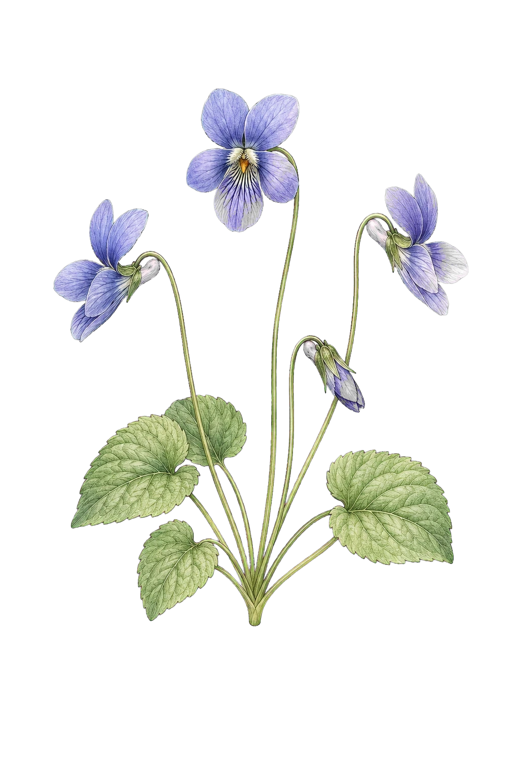 Botanical artwork associated with hookedspur violet (Viola adunca Sm.)