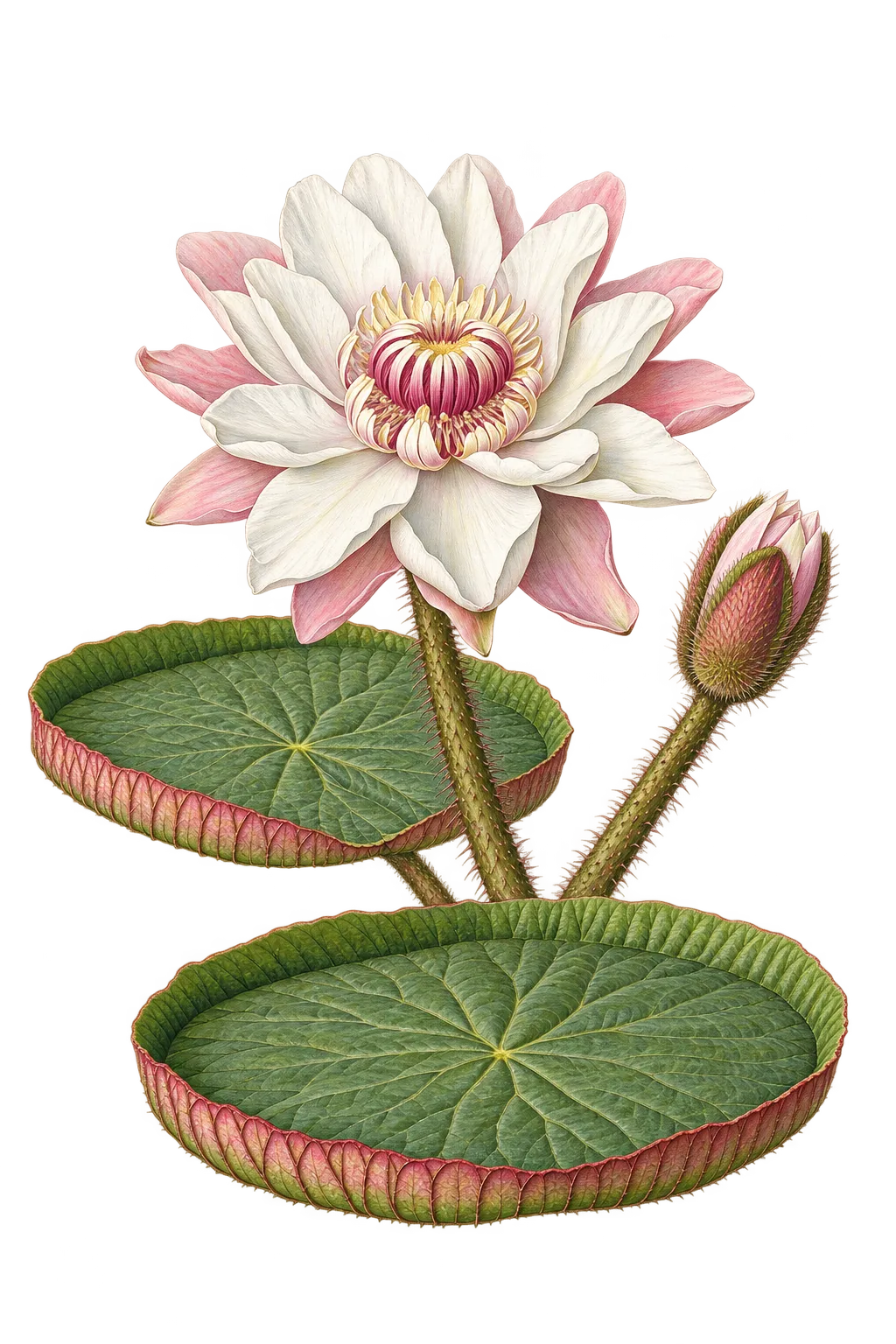 Botanical artwork associated with Amazon water-lily (Victoria amazonica (Poepp.) Klotzsch)