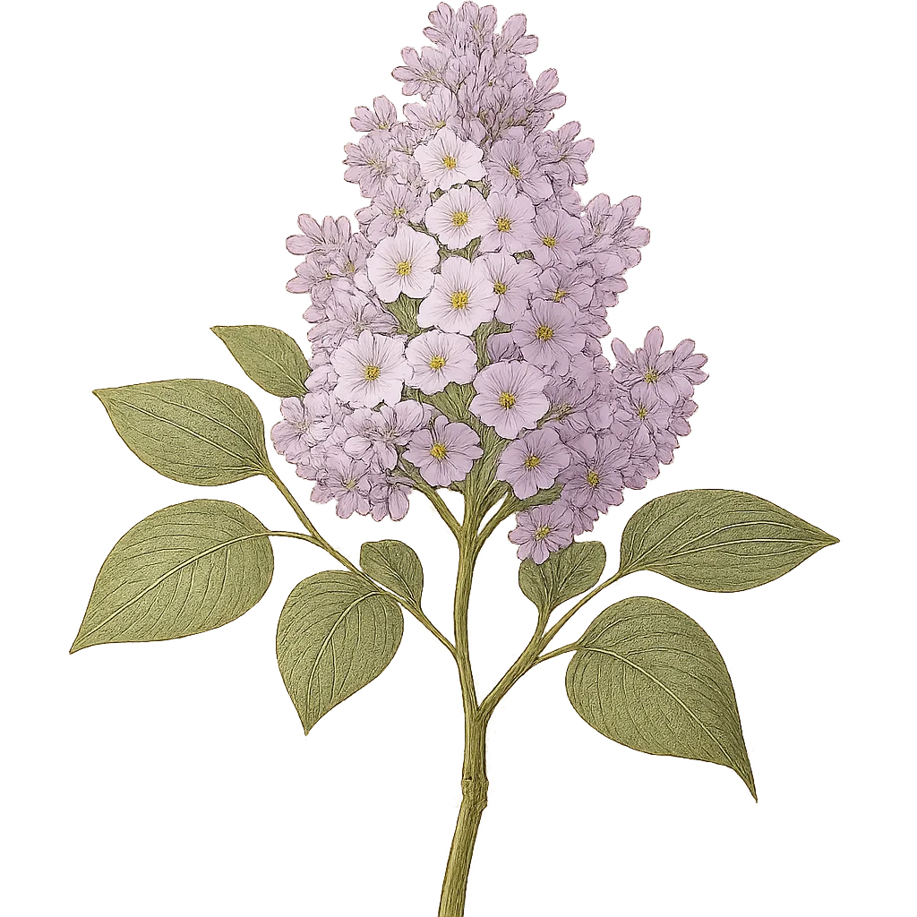 Botanical artwork associated with lilacbush (Aubrieta Adans.)