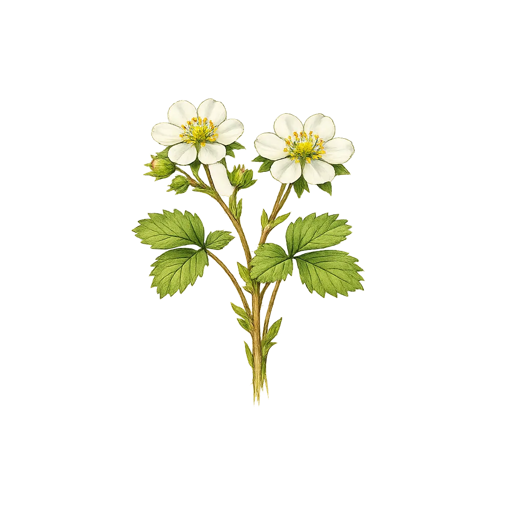 Botanical artwork associated with Appalachian barren strawberry (Waldsteinia fragarioides (Michx.) Tratt.)